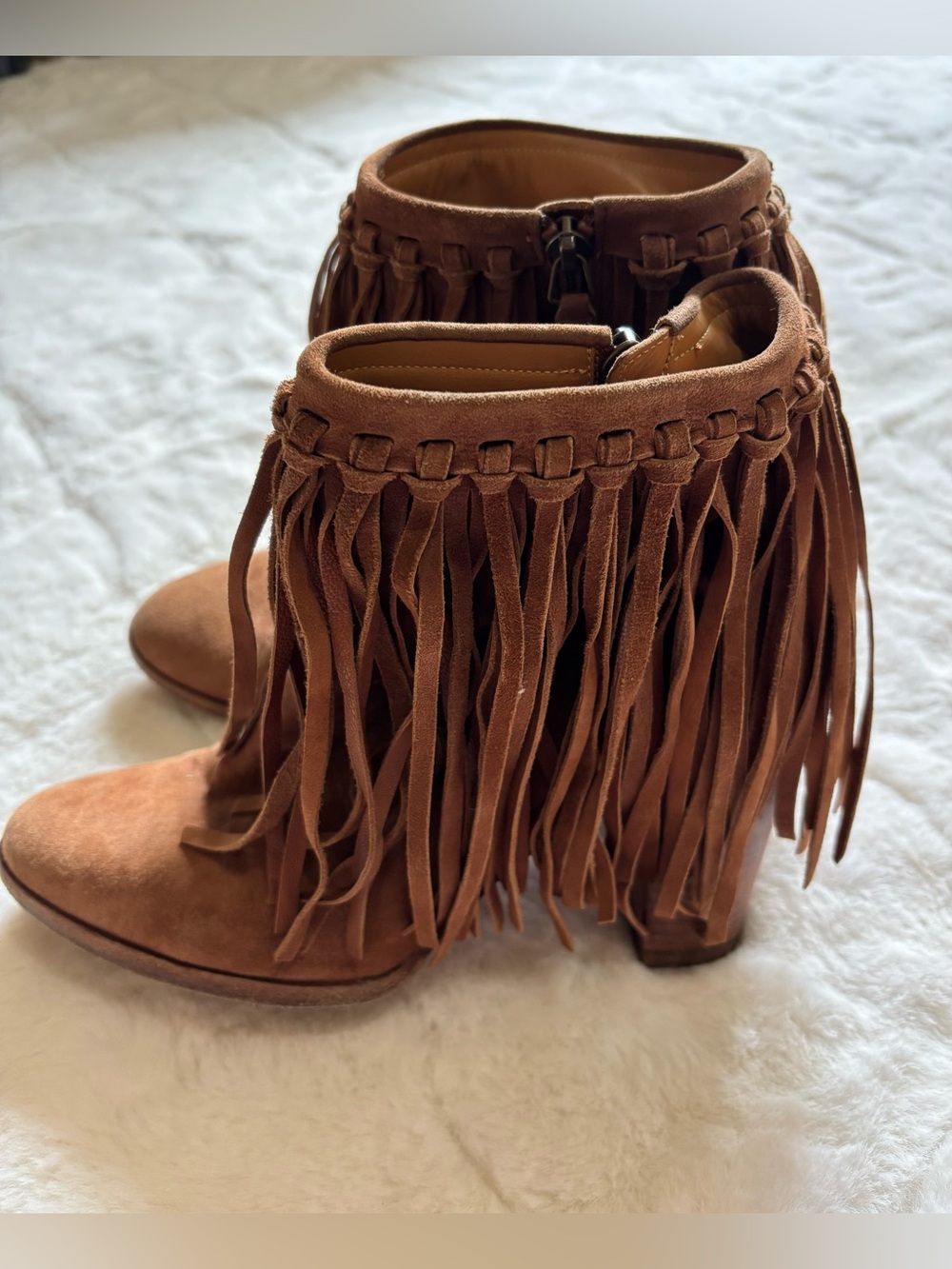 Polo Ralph Lauren Spanish Fringe Suede Ankle Boots - Brown